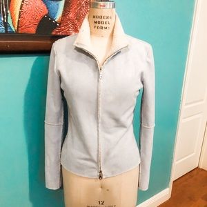 Velvet sky blue Sherpa zip up coat